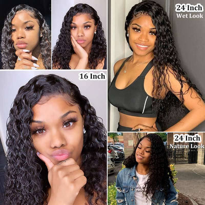 150 Density Wet And Wavy 360 Lace Wigs Peruvian Water Wave Remy Human Hair Lace Frontal 360 Wigs-customer share
