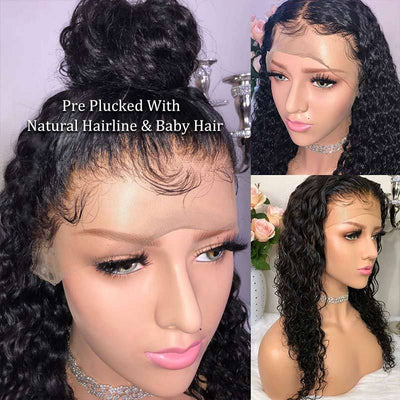 150 Density Brazilian Water Wave 360 Lace Wig Remy Human Hair 360 Lace Front Wigs Pre Plucked With Baby Hair-hairline