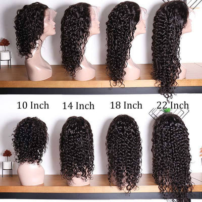 150 Density Brazilian Virgin Human Hair Water Wave Glueless Lace Front Wigs Half Lace Wigs-hair length