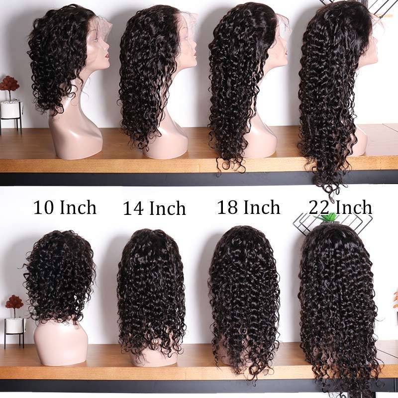 150 Density 100 Natural Raw Indian Virgin Human Hair Water Wave Transparent Lace Front Wigs On Sale