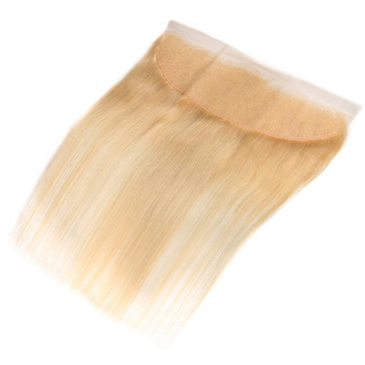Modern Show 613 Blonde Lace Frontal Closure Ear To Ear With Baby Hair 13*4 inch Brazilian Straight Non Remy Human Hair-side show