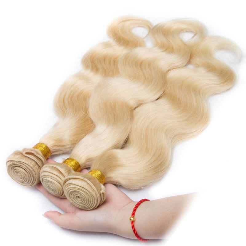 Modern Show 613 Blonde Bundles With Closure Brazilian Body Wave Human Hair Weave Bundles With Closure 3 bundles blonde hair weave