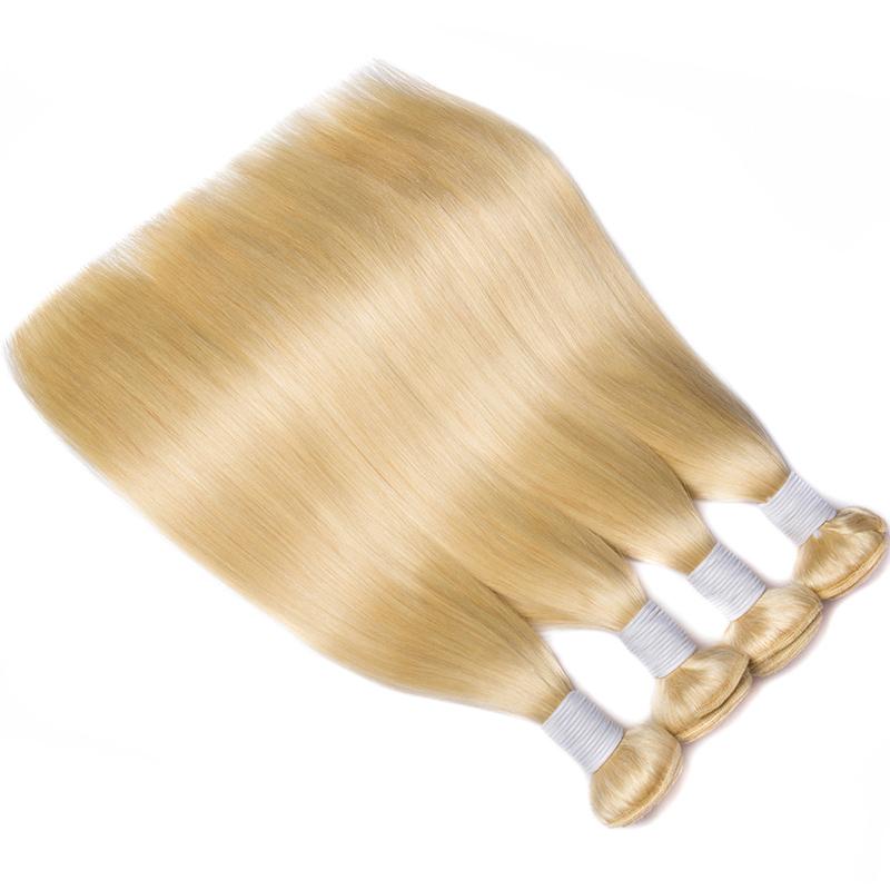 Modern Show #613 Blonde Color Brazilian Un-remy Human Hair Extensions 3 Bundles Straight Hair-4 pcs