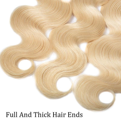 Modern Show 613 Blonde Bundles With Closure Brazilian Body Wave Human Hair Weave Bundles With Closure- hair ends
