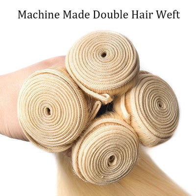 Modern Show 613 Honey Blonde Bundles With Closure Peruvian Straight Human Hair 3 Bundles With Closure-hair weft