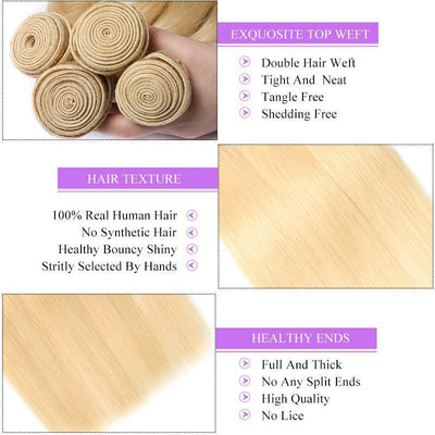 Modern Show 613 Honey Blonde Bundles With Closure Peruvian Straight Human Hair 3 Bundles With Closure-bundles details