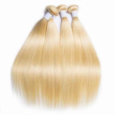 Modern Show Malaysian Straight Hair 3 Bundles With Closure 613 Blonde Human Hair Bundles With Closure 4 pcs