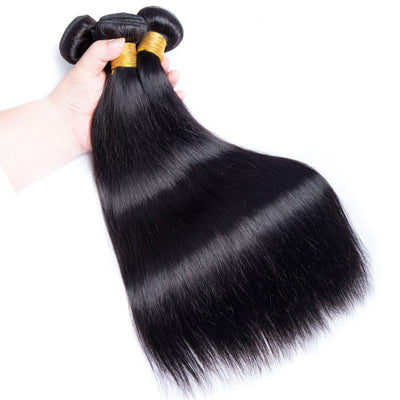 Modern Show Long Brazilian Straight Hair 4 Bundles Silky Straight Human Hair Weave Natural Black Color