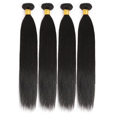 Modern Show Long Brazilian Straight Hair 4 Bundles Silky Straight Human Hair Weave Natural Black Color