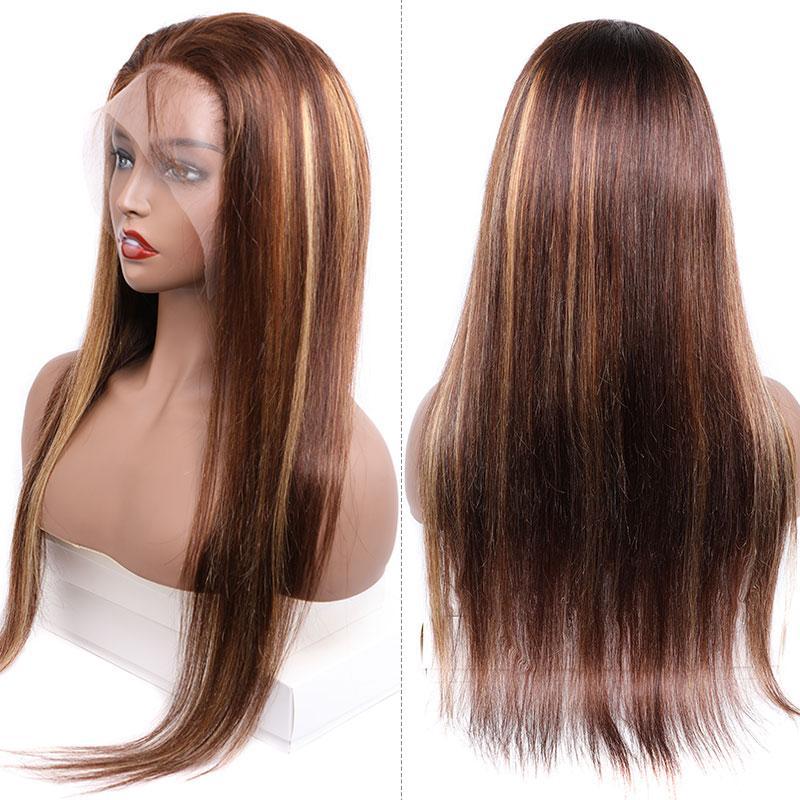Omber Highlight Wig Pre Plucked 13x4 Lace Front Human Hair Wigs Malaysian Straight Hair Wig