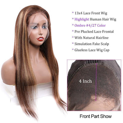 Omber Highlight Wig Pre Plucked 13x4 Lace Front Human Hair Wigs Malaysian Straight Hair Wig