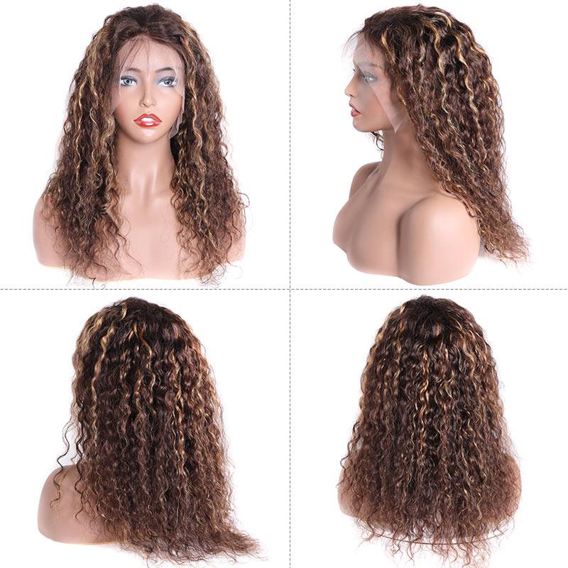 Modern Show Pre Plucked Highlight Wig 13x4 Lace Front Wig Omber 1B/4/27 Color Brazilian Water Wave Human Hair Wigs