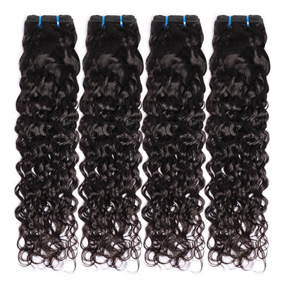 Modern Show 30 Inch Long Brazilian Water Wave Human Hair 4 Bundles Natural Black Color Wet And Wavy Hair Weave