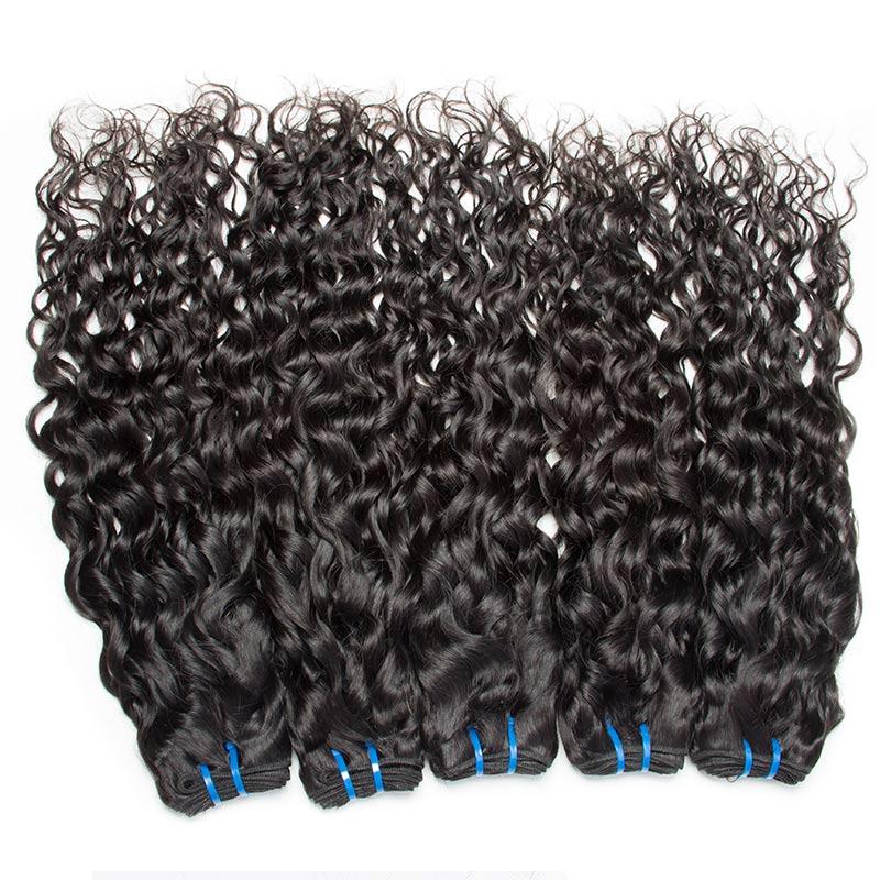 Modern Show 30 Inch Long Brazilian Water Wave Human Hair 4 Bundles Natural Black Color Wet And Wavy Hair Weave