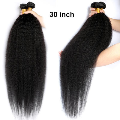 Modern Show 30 Inch Long Brazilian Kinky Straight Human Hair Weave 3 Bundles Coarse Yaki Straight Hair Extension Natural Black Color