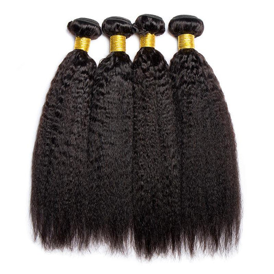 Modern Show 30 Inch Long Brazilian Yaki Straight Human Hair 4 Bundles Kinky Straight Hair Weave