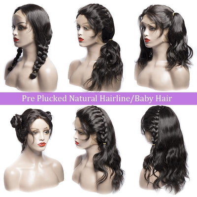Modern Show Hair 180 Density Glueless Indian Body Wave Lace Front Wigs With Baby Hair Pre Plucked Virgin Remy Human Hair Wigs-hairstyles