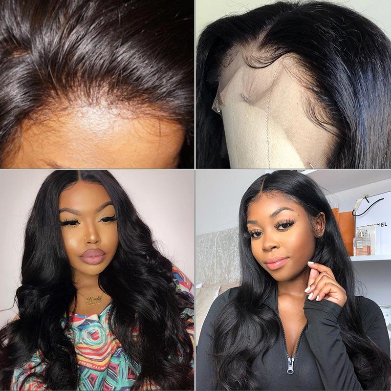 Modern Show 150 Density Pre Plucked 13x4 Transparent Lace Frontal Wigs 100% Real Human Hair