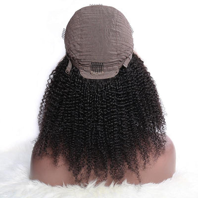 Modern show hair 150 Density Brazilian Kinky Curly Lace Wigs Real Remy Human Hair Lace Front Wigs For Black Women-back cap