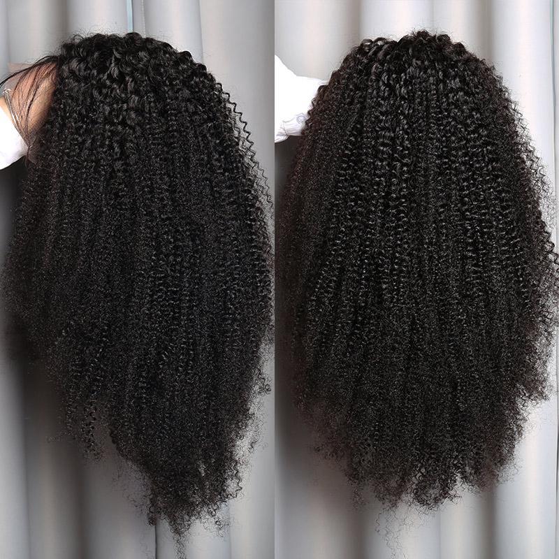 Modern show hair 150 Density Brazilian Kinky Curly Lace Wigs Real Remy Human Hair Lace Front Wigs For Black Women-real image show