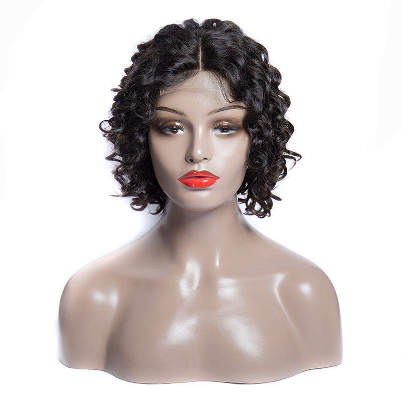 modern show hair 150 Density Brazilian Loose Wave Remy Human Hair Wigs Short Bob Lace Closure Wigs-front show