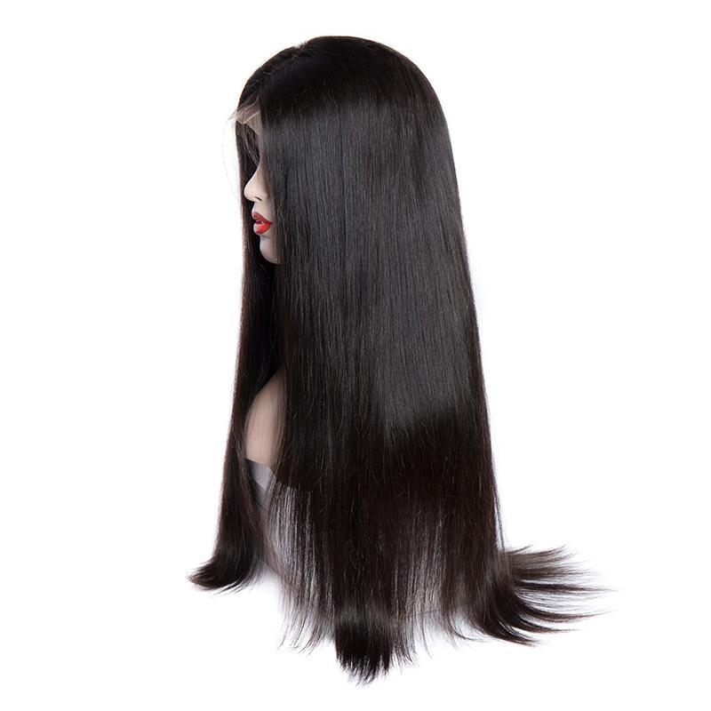 Modern Show Hair 180 Density Glueless Brazilian Straight Lace Front Human Hair Wigs For Women Pre Plucked Remy Hair Half Lace Wigs-left front