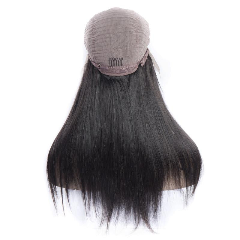 Modern Show Hair 180 Density Glueless Brazilian Straight Lace Front Human Hair Wigs For Women Pre Plucked Remy Hair Half Lace Wigs-back cap