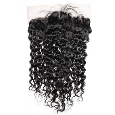 Modern Show Brazilian Water Wave HD Transparent 13x4 Ear To Ear Lace Frontal Closure With Baby Hair Black Wet And Wavy Human Hair