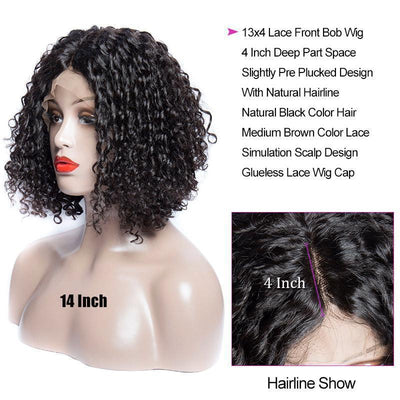 150 Density Short Brazilian Curly Bob Wigs Virgin Remy Human Hair Lace Front Wigs With Baby Hair For Sale-hairline