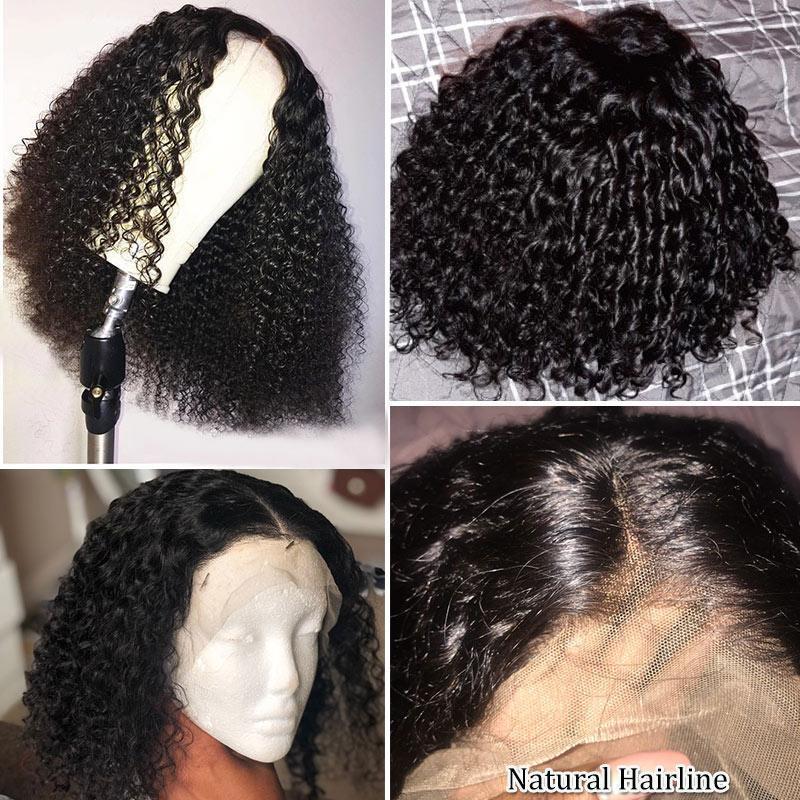 150 Density Short Brazilian Curly Bob Wigs Virgin Remy Human Hair Lace Front Wigs With Baby Hair For Sale-real image