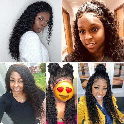 Modern show hair 150 Density Curly Human Hair Lace Front Wigs For Black Women Brazilian Remy Hair Half Lace Wigs With Baby Hair-customer show
