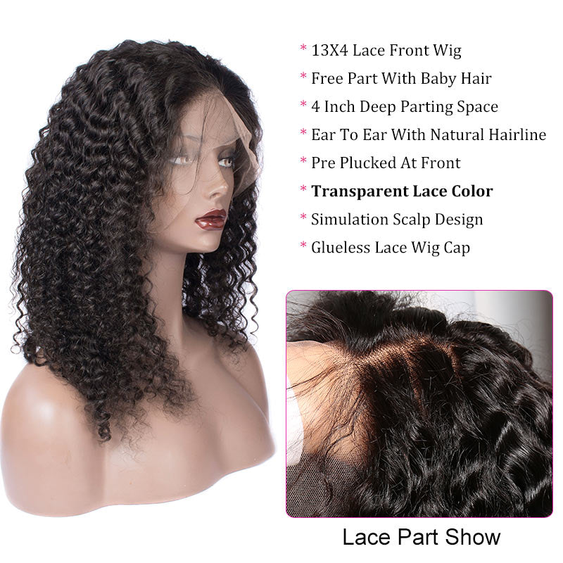Modern Show Brazilian Deep Curly Human Hair Wigs Pre Plucked Invisible 13x4 Lace Front Wigs With Baby Hair