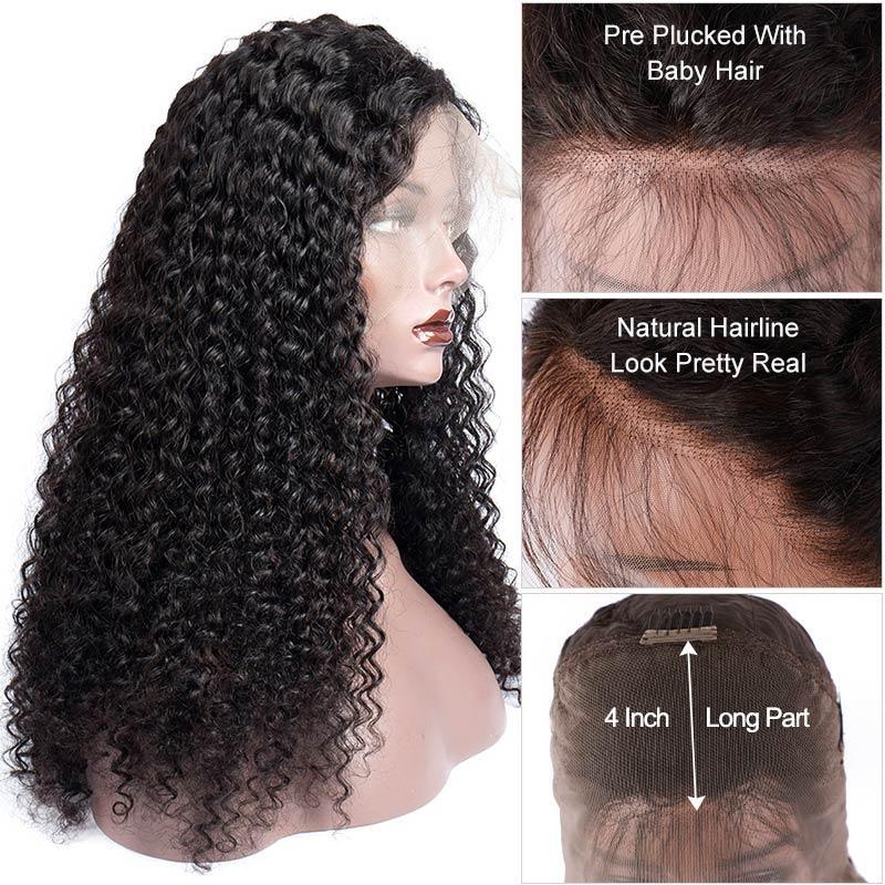 150 Density 360 Lace Wig Brazilian Deep Curly Remy Human Hair Lace Front Wigs Pre Plucked With Baby Hair