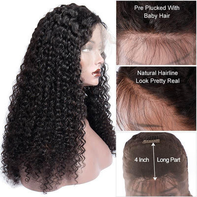 150 Density 360 Lace Wig Brazilian Deep Curly Remy Human Hair Lace Front Wigs Pre Plucked With Baby Hair