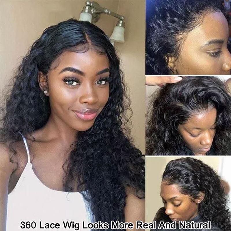 150 Density 360 Lace Wig Brazilian Deep Curly Remy Human Hair Lace Front Wigs Pre Plucked With Baby Hair