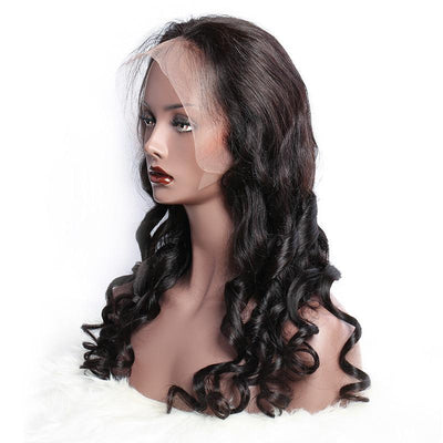 Modern Show 150 Density Loose Wave Lace Wigs Indian Remy Human Hair Lace Front Wigs For Black Women-left front show