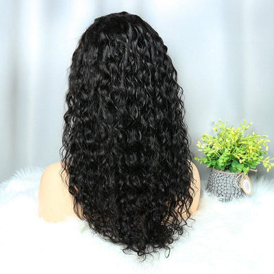 150 Density Modern Show Hair 100 Natural Raw Indian Virgin Human Hair Water Wave Lace Front Wigs On Sale-wig back show