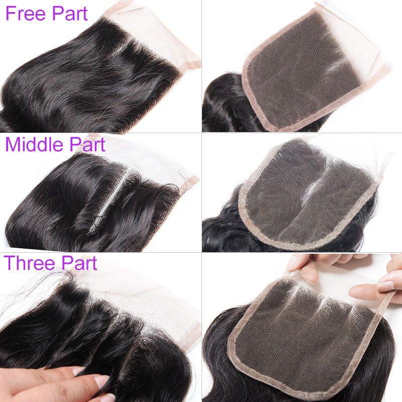 Modern show Raw Indian Virgin Hair Loose Wave 3 Bundles With 4x4 Lace Closure 100% Real Human Hair-closure part design show