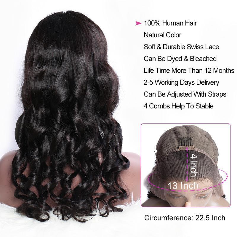150 Density 13x4 Lace Front Wigs For Women Brazilian Loose Wave Remy Human Hair Wigs For Sale-lace cap size show