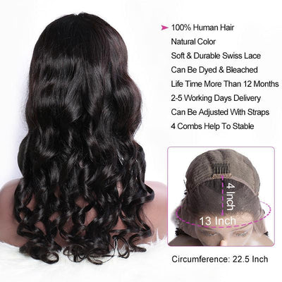 150 Density Loose Wave Lace Wigs Indian Remy Human Hair Lace Front Wigs For Black Women-lace cap show