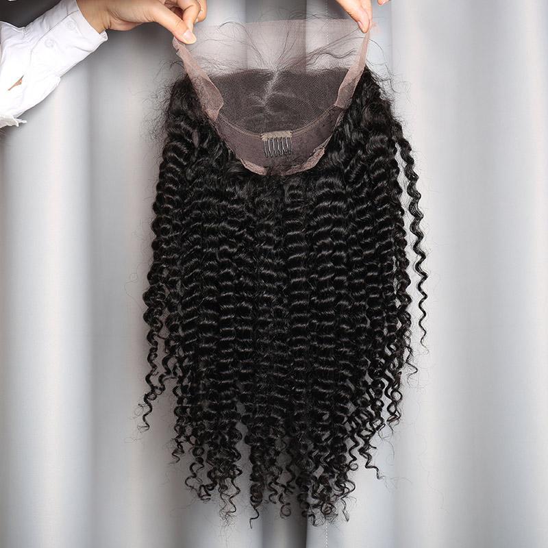 Natural Black Deep Curly 100 Human Hair Transparent Lace  display picture 3