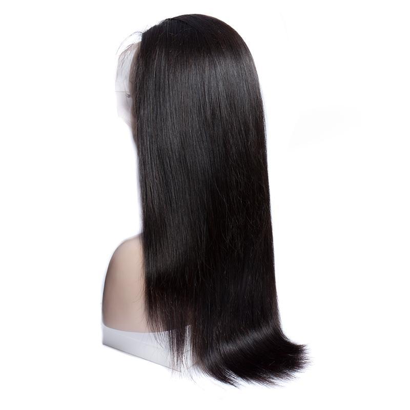 Modern show hair 180 Density Pre Plucked Peruvian Straight Lace Front Wigs 100 Real Natural Remy Human Hair Wigs For Black Women-back show