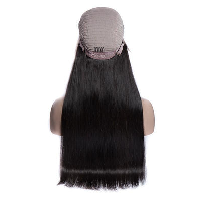 Modern show hair 180 Density Pre Plucked Peruvian Straight Lace Front Wigs 100 Real Natural Remy Human Hair Wigs For Black Women-back cap