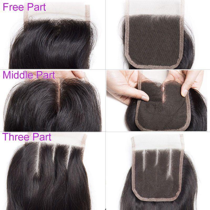 Modern Show Good Raw Indian Virgin Remy Human Hair Extensions Straight 3 Bundles With Lace Closure-part design show