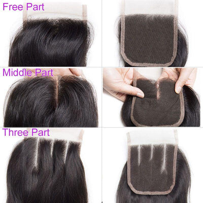 Modern Show Virgin Remy Brazilian Straight Human Hair Weave 4 Bundles With Lace Closure-closure part design show