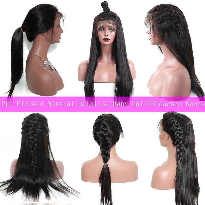 Modern show hair 180 Density Pre Plucked Peruvian Straight Lace Front Wigs 100 Real Natural Remy Human Hair Wigs For Black Women-hairstyles