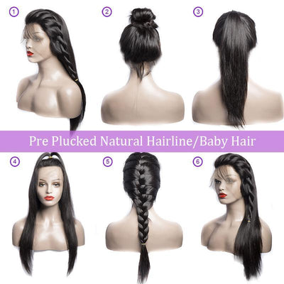 Modern Show Hair 180 Density Glueless Full Lace Wigs With Baby Hair Peruvian Straight Virgin Human Hair Wigs For Black Women-hairstyle