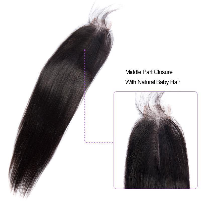 Modern Show 2x6 Inch Deep Part Closure Brazilian Straight Remy Human Hair Swiss Lace Closure Middle Part With Baby Hair-baby hair show