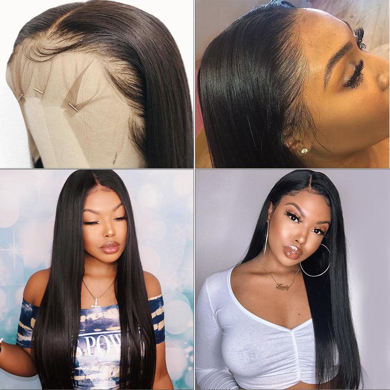 Modern Show 150 Density Pre Plucked 13x4 Transparent Lace Frontal Wigs 100% Real Human Hair