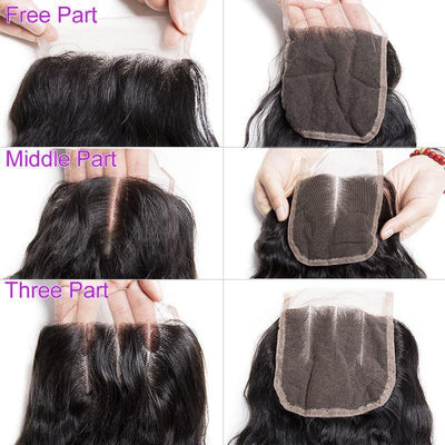 Modern Show 10A Raw Indian Virgin Human Hair Weave Water Wave 3 Bundles With Lace Closure-closure part show